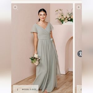 Revelry Harper Chiffon Faux Wrap Bridesmaids Dress - Sage